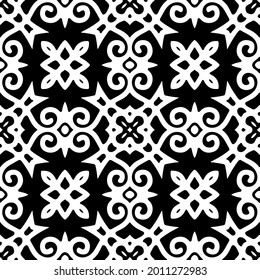 floral seamless pattern background.Geometric ornament for wallpapers and backgrounds. Black and white pattern.
