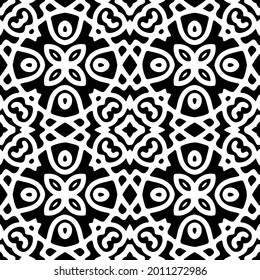 floral seamless pattern background.Geometric ornament for wallpapers and backgrounds. Black and white pattern.
