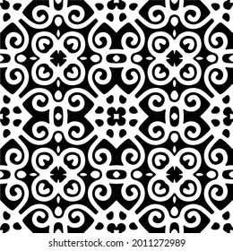 floral seamless pattern background.Geometric ornament for wallpapers and backgrounds. Black and white pattern.
