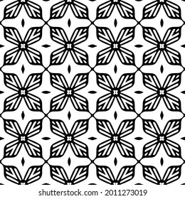 fondo de patrón sin costuras floral.Ornamento geométrico para fondos de paredes y fondos. Patrón blanco y negro.

