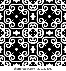 Blumenmuster nahtloser Hintergrund.Geometrisches Ornament für Bildschirmhintergründe und Hintergründe. Schwarz-Weiß-Muster.