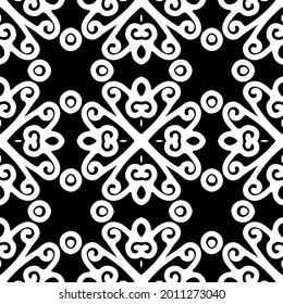 fondo de patrón sin costuras floral.Ornamento geométrico para fondos de paredes y fondos. Patrón blanco y negro.