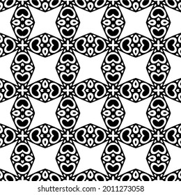floral seamless pattern background.Geometric ornament for wallpapers and backgrounds. Black and white pattern.