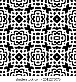 floral seamless pattern background.Geometric ornament for wallpapers and backgrounds. Black and white pattern.
