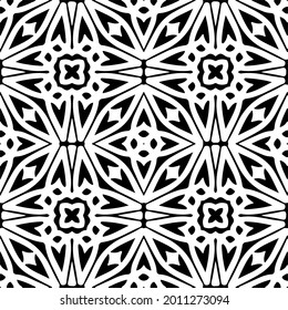 floral seamless pattern background.Geometric ornament for wallpapers and backgrounds. Black and white pattern.