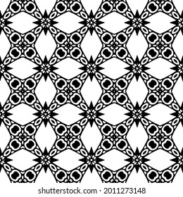 floral seamless pattern background.Geometric ornament for wallpapers and backgrounds. Black and white pattern.