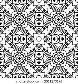 floral seamless pattern background.Geometric ornament for wallpapers and backgrounds. Black and white pattern.