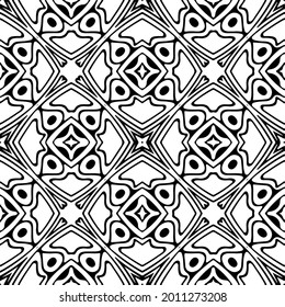 floral seamless pattern background.Geometric ornament for wallpapers and backgrounds. Black and white pattern.
