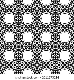 fondo de patrón sin costuras floral.Ornamento geométrico para fondos de paredes y fondos. Patrón blanco y negro.