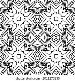 floral seamless pattern background.Geometric ornament for wallpapers and backgrounds. Black and white pattern.