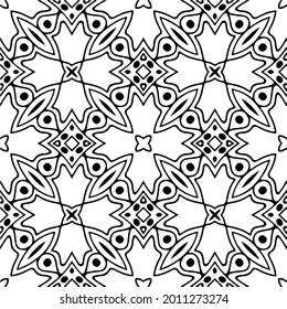 floral seamless pattern background.Geometric ornament for wallpapers and backgrounds. Black and white pattern.