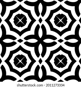 floral seamless pattern background.Geometric ornament for wallpapers and backgrounds. Black and white pattern.