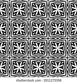 fondo de patrón sin costuras floral.Ornamento geométrico para fondos de paredes y fondos. Patrón blanco y negro.
