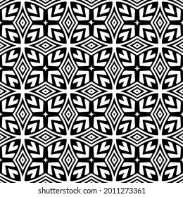 floral seamless pattern background.Geometric ornament for wallpapers and backgrounds. Black and white pattern.
