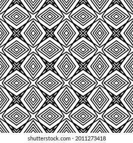 floral seamless pattern background.Geometric ornament for wallpapers and backgrounds. Black and white pattern.