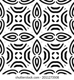 floral seamless pattern background.Geometric ornament for wallpapers and backgrounds. Black and white pattern.