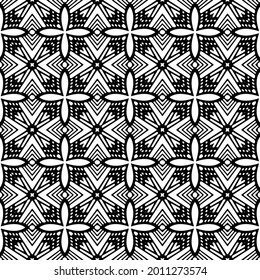 floral seamless pattern background.Geometric ornament for wallpapers and backgrounds. Black and white pattern.
