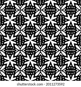 floral seamless pattern background.Geometric ornament for wallpapers and backgrounds. Black and white pattern.