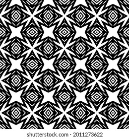 Blumenmuster nahtloser Hintergrund.Geometrisches Ornament für Bildschirmhintergründe und Hintergründe. Schwarz-Weiß-Muster.