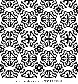 floral seamless pattern background.Geometric ornament for wallpapers and backgrounds. Black and white pattern.