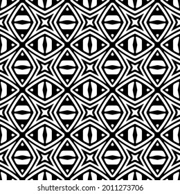 floral seamless pattern background.Geometric ornament for wallpapers and backgrounds. Black and white pattern.