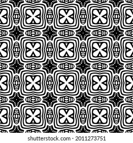 floral seamless pattern background.Geometric ornament for wallpapers and backgrounds. Black and white pattern.