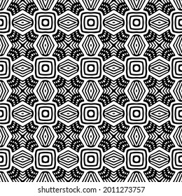 floral seamless pattern background.Geometric ornament for wallpapers and backgrounds. Black and white pattern.