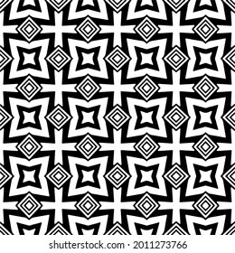 floral seamless pattern background.Geometric ornament for wallpapers and backgrounds. Black and white pattern.
