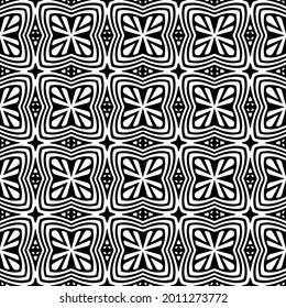 floral seamless pattern background.Geometric ornament for wallpapers and backgrounds. Black and white pattern.