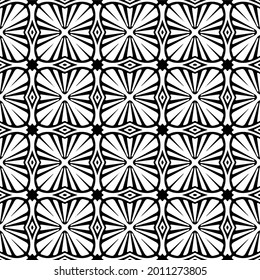floral seamless pattern background.Geometric ornament for wallpapers and backgrounds. Black and white pattern.