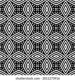 floral seamless pattern background.Geometric ornament for wallpapers and backgrounds. Black and white pattern.