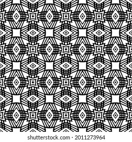 floral seamless pattern background.Geometric ornament for wallpapers and backgrounds. Black and white pattern.