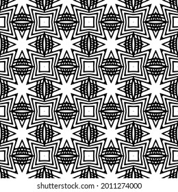floral seamless pattern background.Geometric ornament for wallpapers and backgrounds. Black and white pattern.