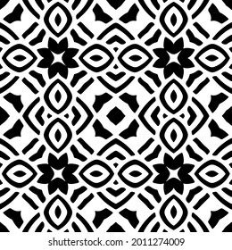 floral seamless pattern background.Geometric ornament for wallpapers and backgrounds. Black and white pattern.