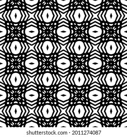 floral seamless pattern background.Geometric ornament for wallpapers and backgrounds. Black and white pattern.