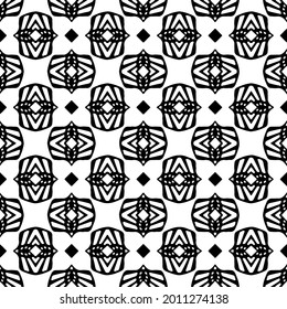 floral seamless pattern background.Geometric ornament for wallpapers and backgrounds. Black and white pattern.