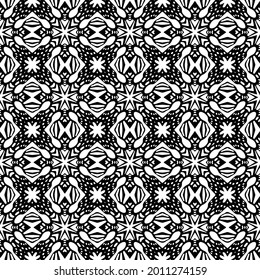 Blumenmuster nahtloser Hintergrund.Geometrisches Ornament für Bildschirmhintergründe und Hintergründe. Schwarz-Weiß-Muster.