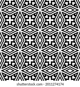 floral seamless pattern background.Geometric ornament for wallpapers and backgrounds. Black and white pattern.