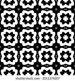floral seamless pattern background.Geometric ornament for wallpapers and backgrounds. Black and white pattern.