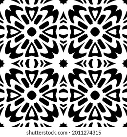 fondo de patrón sin costuras floral.Ornamento geométrico para fondos de paredes y fondos. Patrón blanco y negro.