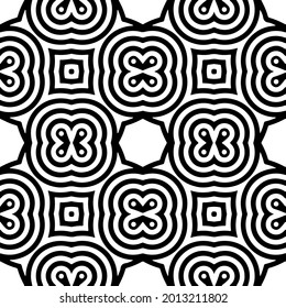 floral seamless pattern background.Geometric ornament for wallpapers and backgrounds. Black and white pattern.
