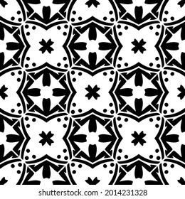 floral seamless pattern background.Geometric ornament for wallpapers and backgrounds. Black and white pattern.
