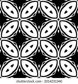 floral seamless pattern background.Geometric ornament for wallpapers and backgrounds. Black and white pattern.