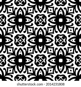 fondo de patrón sin costuras floral.Ornamento geométrico para fondos de paredes y fondos. Patrón blanco y negro.