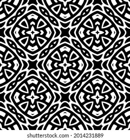 floral seamless pattern background.Geometric ornament for wallpapers and backgrounds. Black and white pattern.