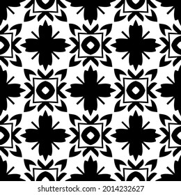 floral seamless pattern background.Geometric ornament for wallpapers and backgrounds. Black and white pattern.