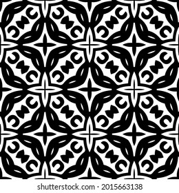 floral seamless pattern background.Geometric ornament for wallpapers and backgrounds. Black and white pattern.