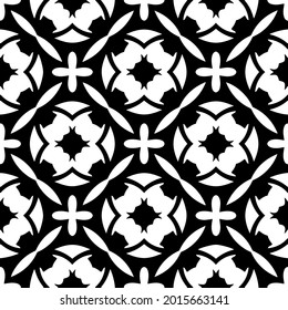floral seamless pattern background.Geometric ornament for wallpapers and backgrounds. Black and white pattern.