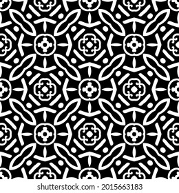 floral seamless pattern background.Geometric ornament for wallpapers and backgrounds. Black and white pattern.