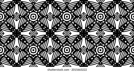 fondo de patrón sin costuras floral.Ornamento geométrico para fondos de paredes y fondos. Patrón blanco y negro.